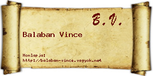 Balaban Vince névjegykártya